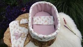 Mandje - Rotan - 45cm met deksel - Old roze met zonnebloempje