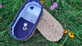 Mandje - Rotan - 60cm met deksel - Blauw