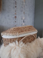 Mand - Rotan - 60cm met deksel - Blauw lavendel
