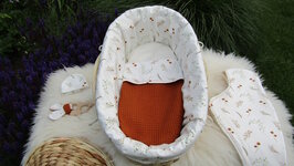 Mandje - Rotan 45 cm met deksel - Cognac met strobloem