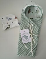 Omslagdoek Dino groen (vlinderkindje) 35x35 cm 