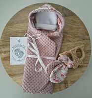 Omslagdoek roze bloem hydrofiel (vlinderkindje) 25x25 cm 