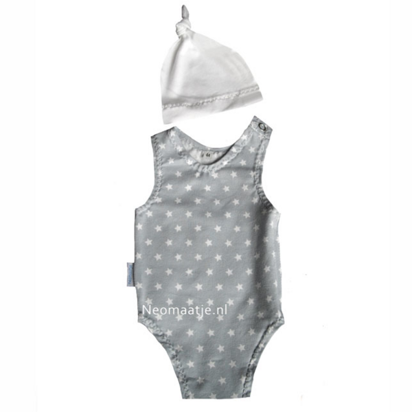  babyromper,newborn kleding,prematuur babyromper prematuur star grijs 