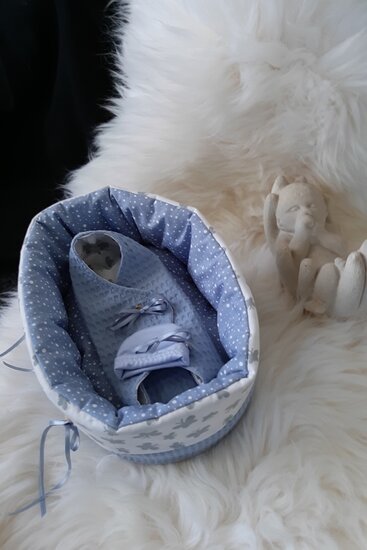 Mandje stof klein Blauw met vlinder&nbsp;