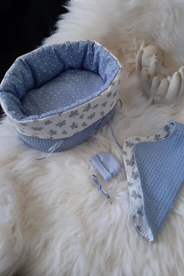 Mandje stof klein Blauw met vlinder&nbsp;