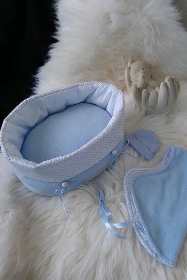 Mandje stof klein Blauw met stip