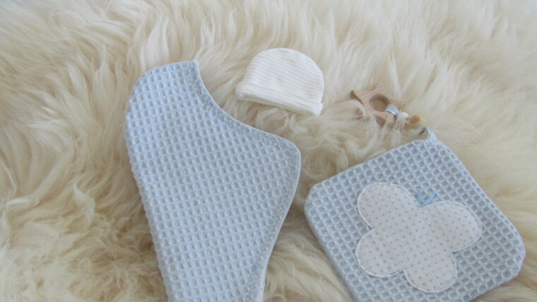 Mandje stof klein Blauw met stip