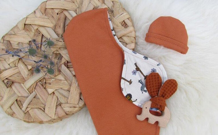 Mandje - Rotan met deksel - 30cm - Cognackleur met dieren