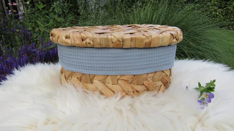 Mandje - Rotan - 30cm met deksel - Blauw ster