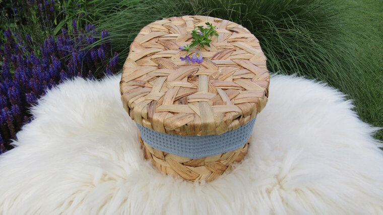 Mandje - Rotan - 30cm met deksel - Blauw ster