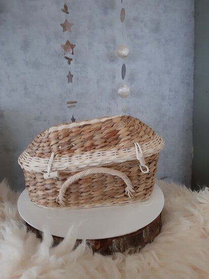 Mand - Rotan - 30cm met deksel - Old roze