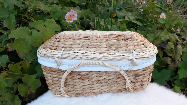 Mandje - Rotan - 45cm met deksel - Groen hartje