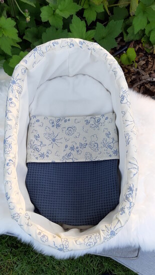 Mandje - Rotan - 45cm met deksel - Ecru Blauw