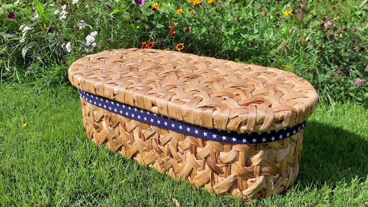 Mandje - Rotan - 60cm met deksel - Blauw