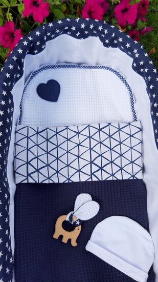 Mandje - Rotan - 60cm met deksel - Blauw