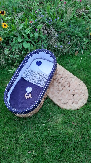 Mandje - Rotan - 60cm met deksel - Blauw