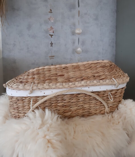 Mand - Rotan - 60cm met deksel - Old roze