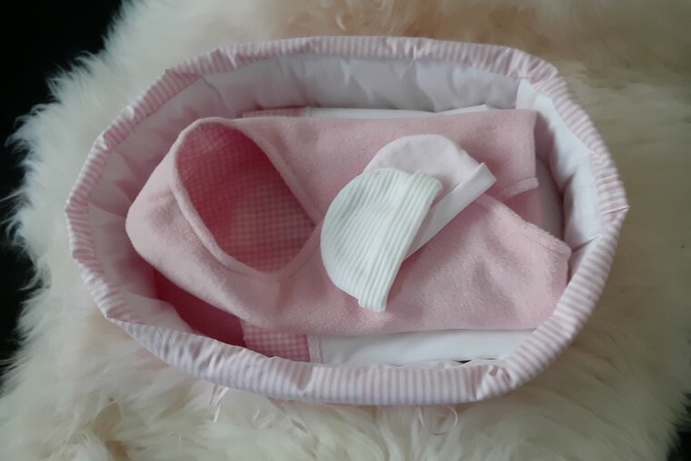 Mandje stof groot Fleece Roze 35 cm lang
