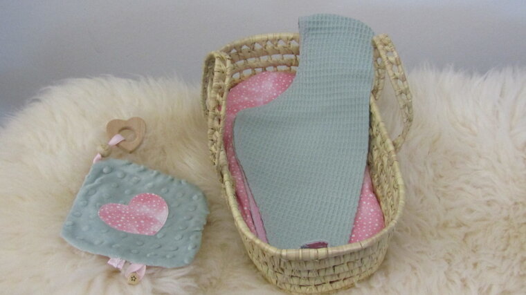 Mandje - Rotan - 30cm - Roze met olifantje