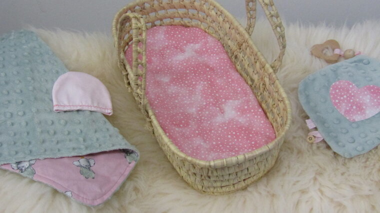 Mandje - Rotan - 30cm - Roze met olifantje