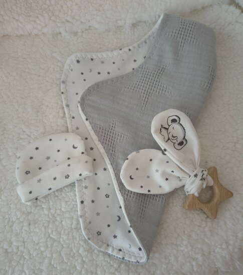 Mandje Stof klein grijs met olifantjes 