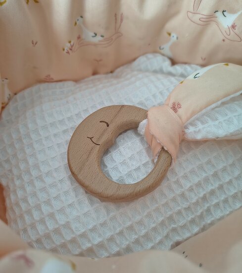 Mandje Stof mini 22cm Wit met gansjes 