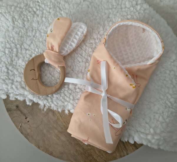 Mandje Stof mini 22cm Wit met gansjes 