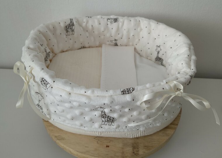 Mandje stof klein giraffe beige 