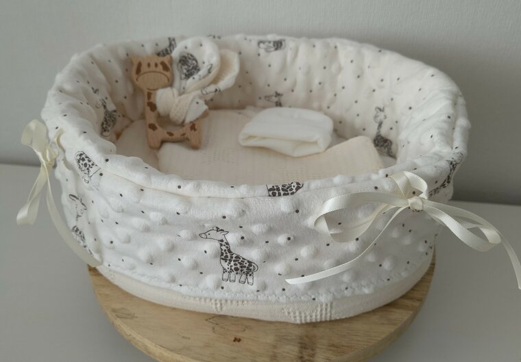 Mandje stof klein giraffe beige 