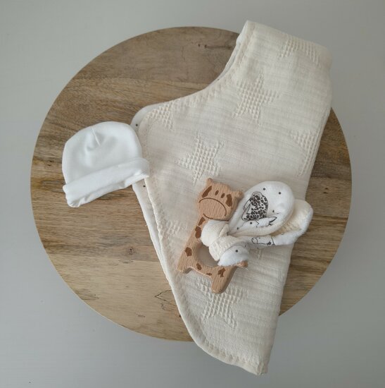 Mandje stof klein giraffe beige 