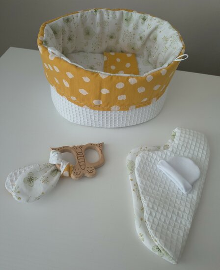 Mandje stof mini 22 cm Oker klaproosje