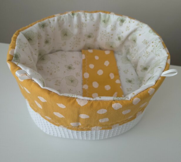 Mandje stof mini 22 cm Oker klaproosje