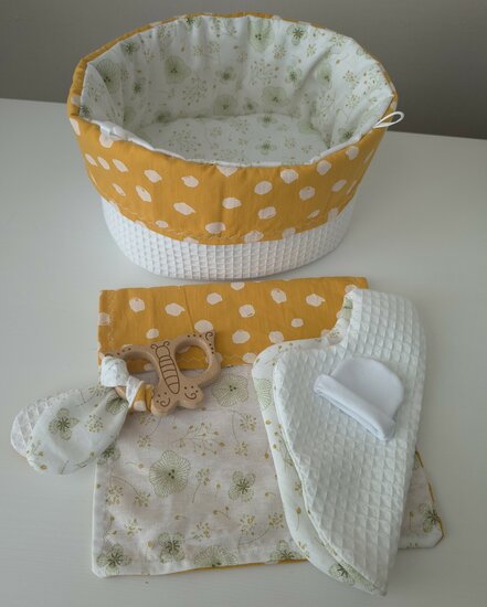 Mandje stof mini 22 cm Oker klaproosje
