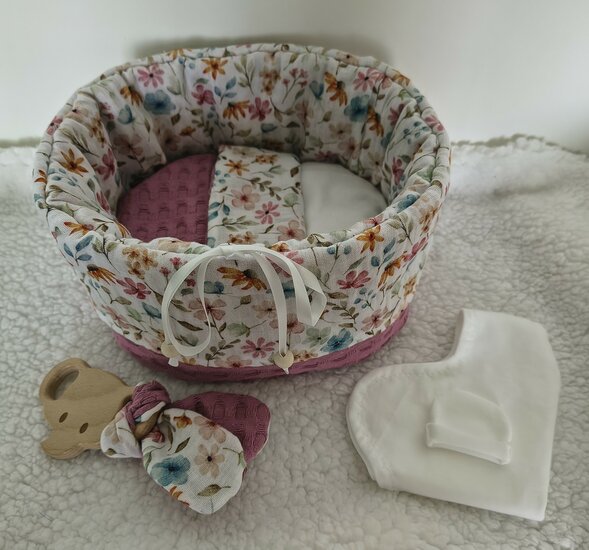 Mandje stof mini 22 cm Fuchsia hydrofiel 