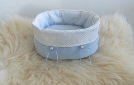 Mandje stof klein Blauw met stip