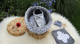 Neomandje met deksel grijs met ster