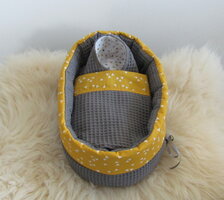 Mandje stof groot Grijs Geel 35 cm lang