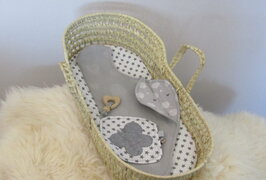 Mozesmand - Rotan - 45cm - Grijs met sterretjes