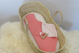 Mozesmand - Rotan - 60cm - Tea roze met olifantje